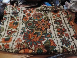 VINTAGE MCM FALL COLORS FLORAL FABRIC 47" BY 96" TAKE A LOOK - Picture 1 of 1