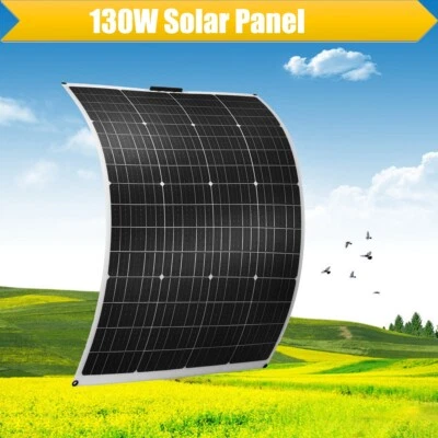 130W 12V Flexible Mono Solar Panel for Home Camper van Caravans Marine Boat RV - Image 1 of 4