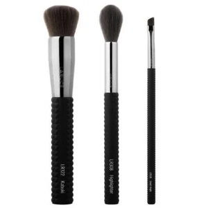 LARUCE BEAUTY On The Go Makeup 3 Brush Set Kabuki Highlighter Small Angle RV$96 - Picture 1 of 3