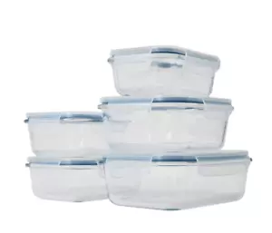 Glass Food Storage Containers with Lid 5 Pack Airtight Glass Meal Prep Container - Picture 1 of 7