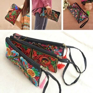 Tassel Embroidered Coin Purse Butterfly Flower Bags Women Handbag Lady Clutch - Picture 1 of 11
