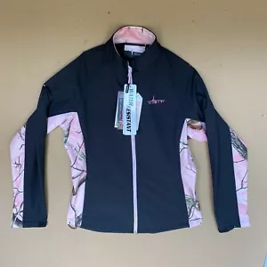 NWT Habit Real Tree Pink Black Wind Water Resist Zip Jacket Women's Small 0089 - Picture 1 of 8