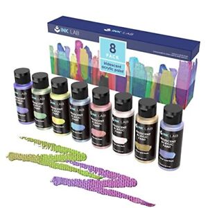Iridescent Acrylic Paint, 8 Colours Colour Shift Crafts Canvas Wood, 60ml/Bottle