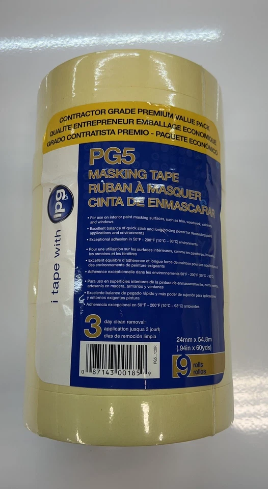 Cinta adhesiva Intertape PG5 bronceada ProMask eliminación limpia de 3 días 24 mm x 54,8 m, 9 rollos Foto 1 de 1