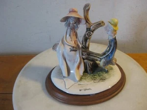 Vintage EMILIO TEZZA- SIGNED Sculpture Of Lady And Gentleman (On Wooden Base) - Picture 1 of 8