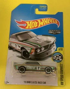 2015 Hot Wheels Speed Graphics ‘73 BMW 3.0 CSL Race Car 4/10 Zamac silver - Picture 1 of 7