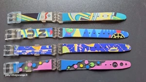 Lot de 4 Bracelets de montre silicone Swatch fantaisie 12 mm n°2 - Picture 1 of 4
