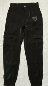 Guess Satin Active Cargo Pants Girl's Size 14 Jet Black NWT - Picture 1 of 7