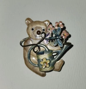 VTG Enamel Metal Koala Bear Watering Flowers Can Moveable Butterfly ~SIGNED KC~ - Picture 1 of 4