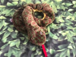 VTG 1999 TY Beanie Buddies Collection Green Brown Snake Plush Toy Slither EUC - Picture 1 of 4