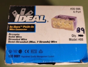 Ideal In-Sure Push In Wire Connectors 4-Port #12-18AWG Model 30-086 (Qty. 89) - Picture 1 of 4