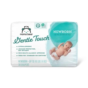 Amazon Brand - Gentle Touch Diapers, Hypoallergenic, Newborn, 30 Count, White - Picture 1 of 7