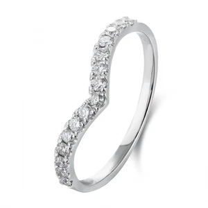 0.26Ct Lab Grown Diamond Wedding Curved Band Ring in Sterling Silver Round Cut - Picture 1 of 5
