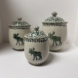 Folk Craft von Tienshan ~ Elchland Keramik Kanister ~ 3 Stück Set ~ EUC! - Bild 1 von 5