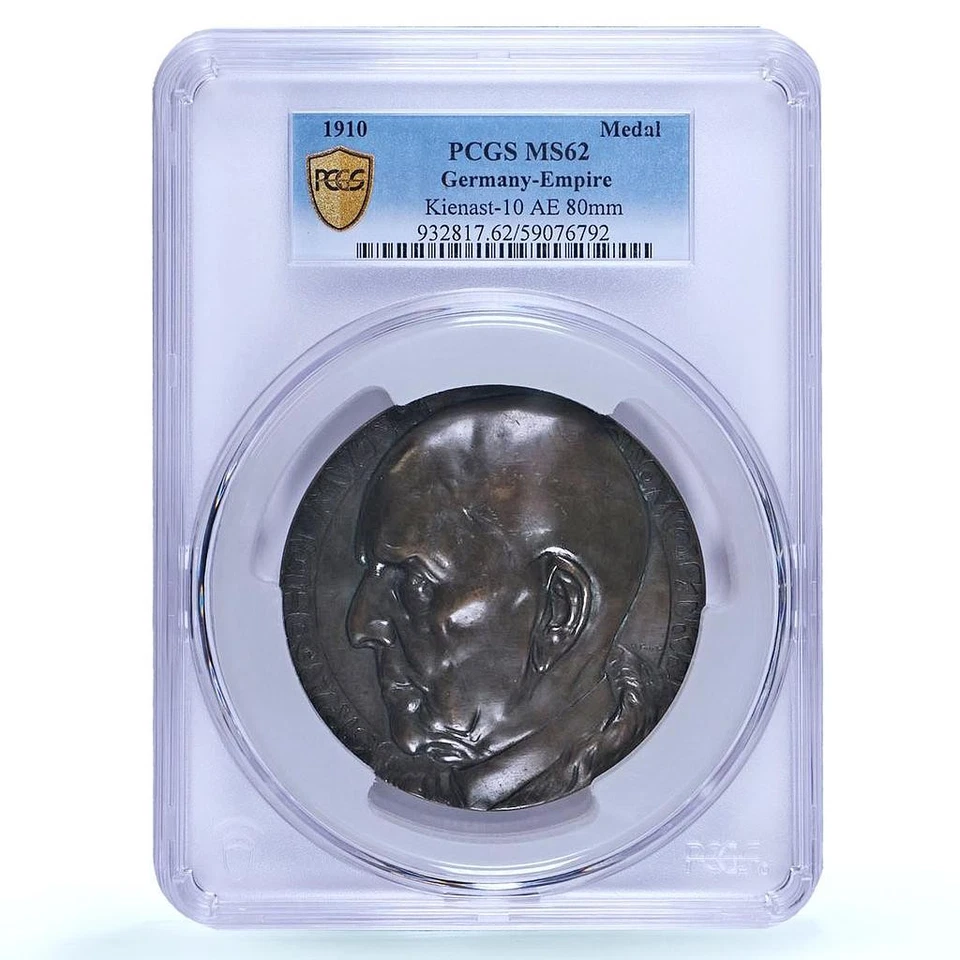 Germany Empire Helmuth von Moltke Knight Kienast-10 MS 62 PCGS bronze medal 1910 - Image 1 of 4