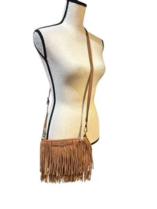Rebecca Minkoff Brown Suede Leather All Over Fringe Crossbody Bag Adjustable EUC - Picture 1 of 8