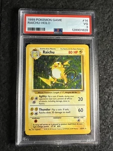 1999 Pokemon Raichu 14/102 Holo Rare Base Set  PSA 3 - Picture 1 of 2