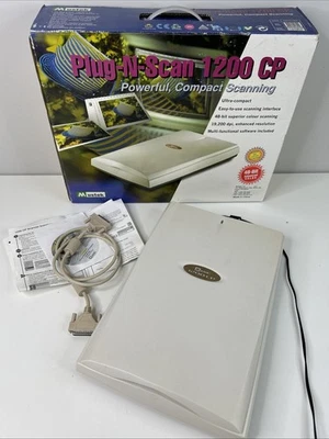 Mustek Plug-n-Scan 1200 CP Flatbed Scanner. Complete w/ Disc, Cables & Box. - Image 1 of 4