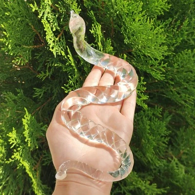 Vintage MCM Pilgrim Glass #933 Twist Rope 7" Clear Snake Figurine - Image 1 of 4