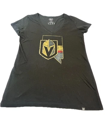 47 Brand Vegas Golden Knights Mujer Camiseta XL Negra Manga Corta Logo Camiseta Foto 1 de 4