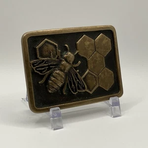 Vintage 1977 Anacortes Brass Works / Solid 3" Belt Buckle Honey Bee Honeycomb #1 - Picture 1 of 13