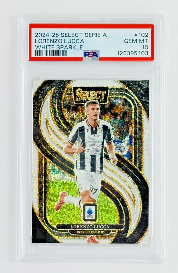 2024-25 Select Serie A Lorenzo Lucca White Sparkle SSP PSA 10 GEM MT Pop 1🔥 - Imagem 1 de 2