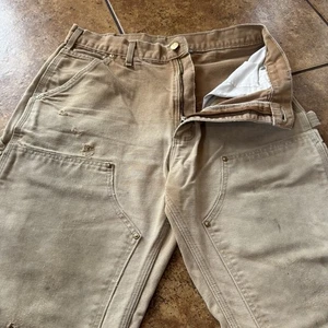 VTG Carhartt Pants Mens 33x34 Brown Carpenter Straight Double Knee USA 90s B01 - Picture 1 of 9