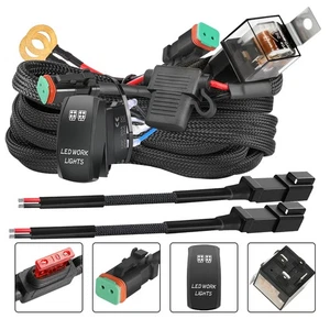 2-Lead DT Connector Wiring Harness Kit ON/OFF 5Pin Rocker Switch LED Work Light - Picture 1 of 8