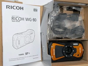 RICOH Digital Camera WG-80 Orange Waterproof 16MP Complete In Box - Picture 1 of 4