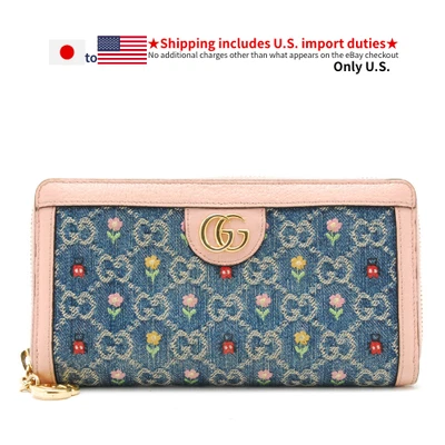 GUCCI Cartera Larga Denim Floral Cremallera Alrededor Edición Limitada Marmont Foto 1 de 4