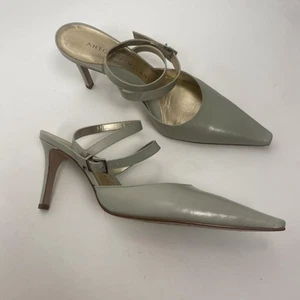 Vintage 90s Antonio Melani Mint Green Strappy Pointed-Toe Heels - Imagen 1 de 8
