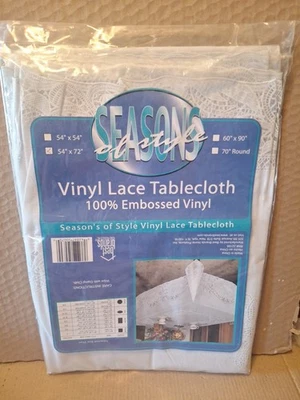 Rectangle White Lace Vinyl Tablecloth 54 x 72 inch NEW - Image 1 of 4