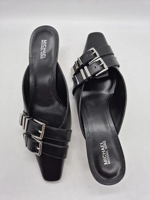 Zapatos Michael Kors Mujer Talla 8 Darrington Gatito Tacón Mula Cuero Negro (102 Foto 1 de 4