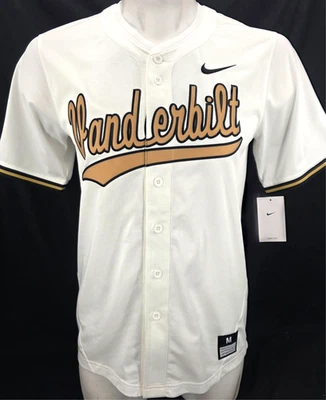 НОВАЯ бейсбольная футболка Vanderbilt Commodores белая Nike Dri-Fit на пуговицах мужская M - Изображение 1 из 4