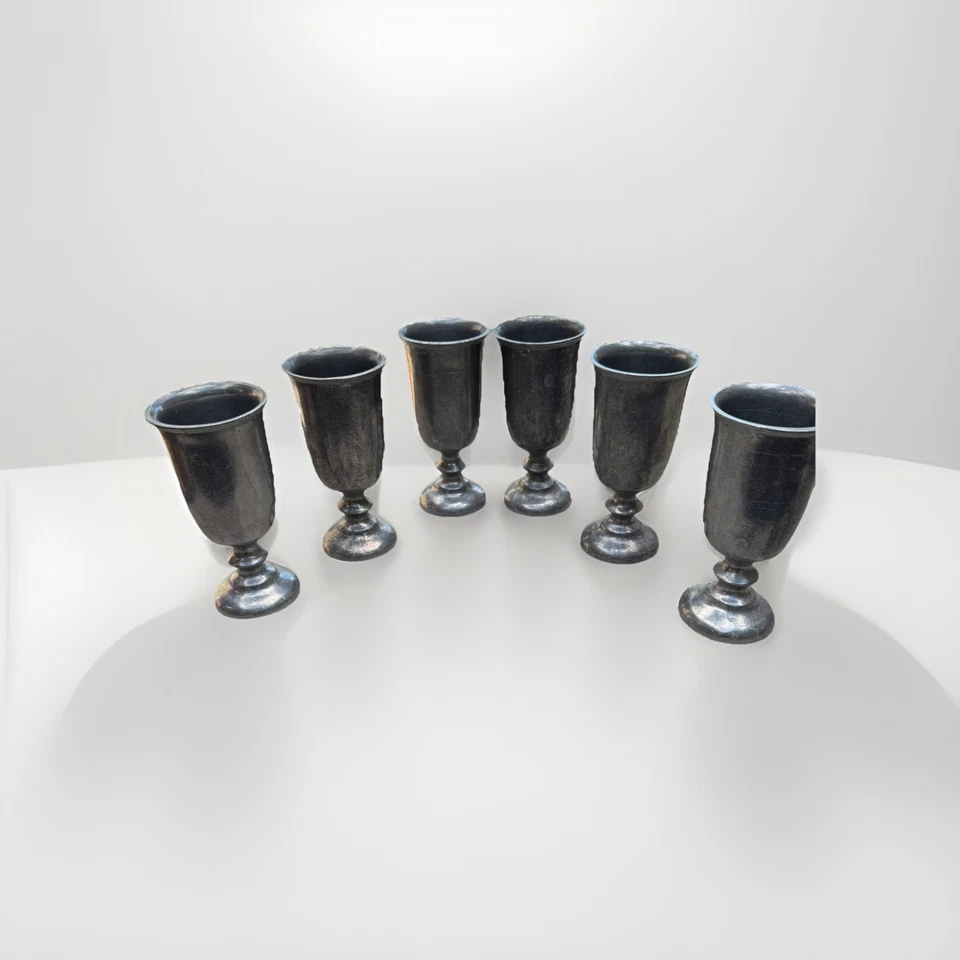 (6) Juego de SEIS COPAS DE BEBIDA CON PATAS DE PELTRE TABERNA ARADO WILTON ARMETALE 7,25" Foto 1 de 4