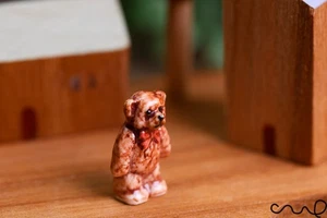 Hand-Painted Ceramic Tiny Teddy Bear Figurine, Miniature Gift Ornament Christmas - Picture 1 of 17