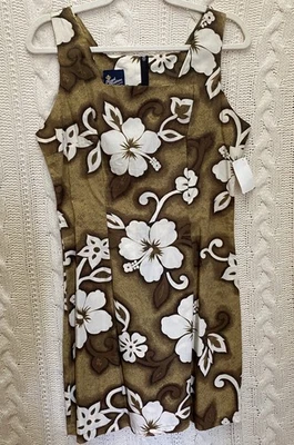 Vestido Hawaiano Floral Tostado Oliva Para Mujer Royal Creations De Colección L Nuevo Con Etiquetas EE. UU. Foto 1 de 4