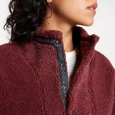 Fleece Pullover Women's 1/4 Size XSmall Snap Alpine Design Maroon - Image 1 of 4
