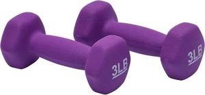 Amazon Basics Manubri in Neoprene Pesi a Mano 3 libbre, Viola - Foto 1 di 6