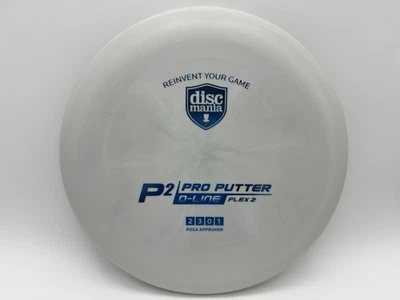 Discmania P2 Disc Golf Putter - D-Line Flex 2 Plastic - Gray with Blue Stamp New - Image 1 of 4