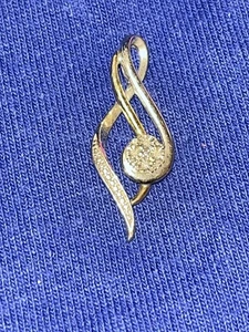 10k Gold & Sterlingsilber Designer signierter Diamant Halskette Anhänger Träne - Bild 1 von 7