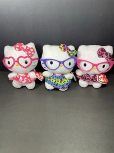 Lote de 3 muñecas de peluche coleccionables originales Ty Beanie Babies de 6" de Sanrio Hello Kitty - Imagen 1 de 9