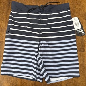New VOLCOM Stretch Board Shots LIDO BOARDSHORT Blue Striped Boys 16 ( 27” ) XL - Picture 1 of 2