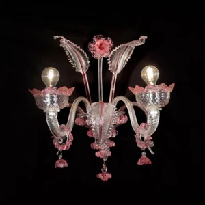 Imperiale wall lamp 2 lights pink and crystal - Picture 1 of 1