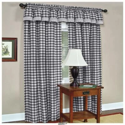 Buffalo Check Window Panel Black and White 42" W x 84" L - Image 1 of 2