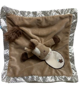 Coperta di sicurezza Douglas Baby Horse Lovey bordo raso marrone morbido con stelle - Foto 1 di 8