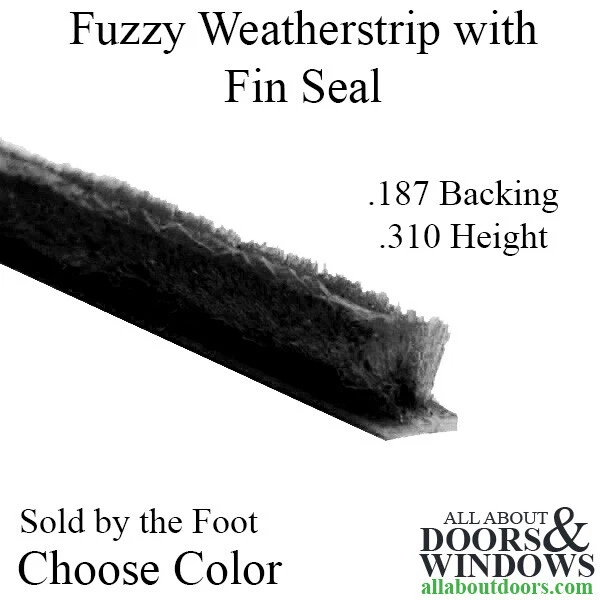 Weatherstrip - .187 T-Backing x .310 Fuzzy Pile, with Fin Seal - Black - Image 1 of 1