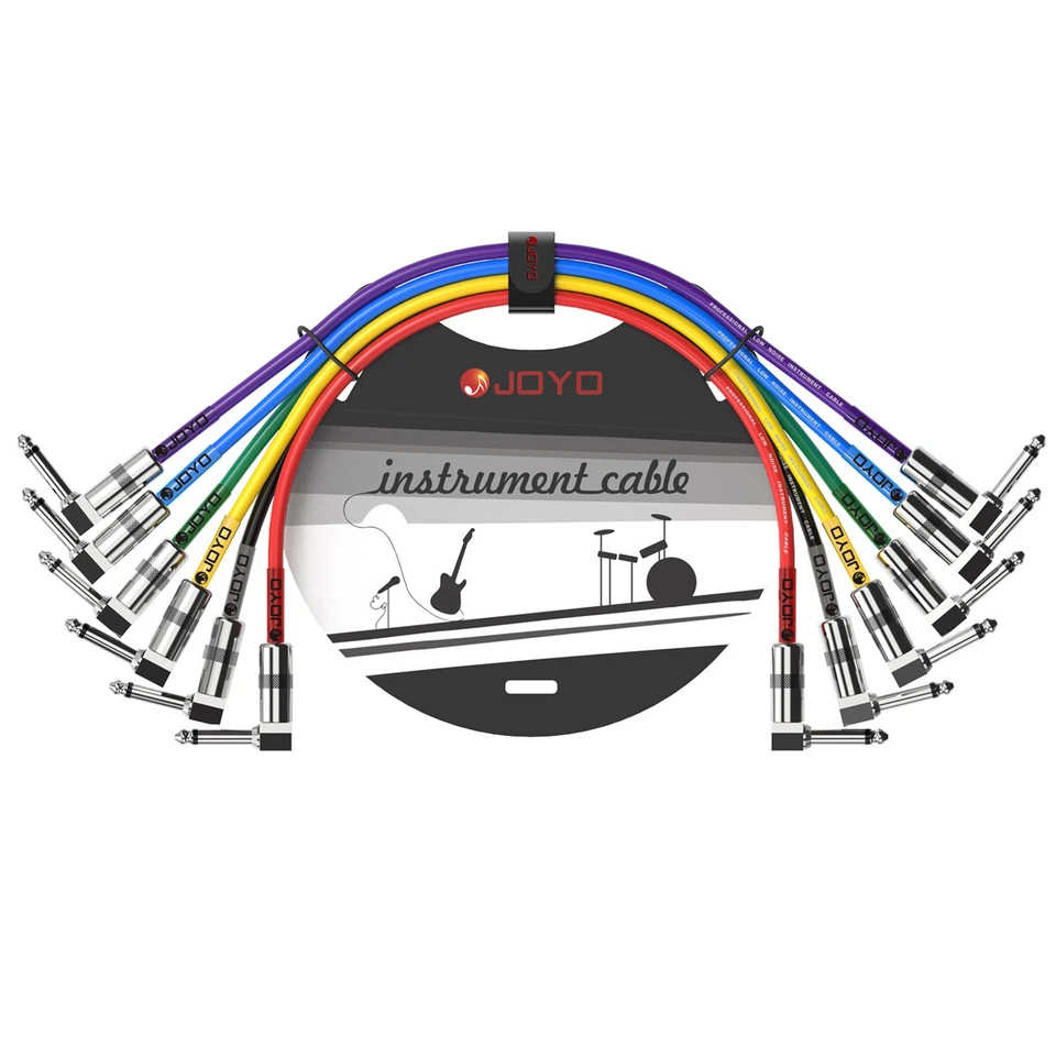 Paquete de 6 cables de conexión de guitarra JOYO 36 cm 1,2 pies para pedal de efectos de guitarra ángulo recto Foto 1 de 4