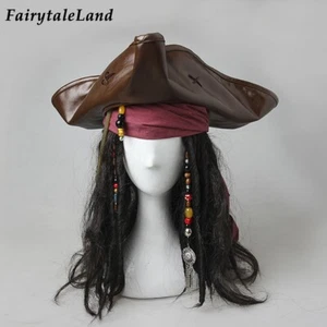 Piratas del Caribe Jack Sparrow Cosplay Sombrero Jackie Peluca Disfraz Accesorios - Imagen 1 de 8