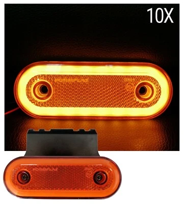 10x Luci Fanali Ingombro Neon Arancio 20 Led Ovale Supporto E9 Camper Camion Bus - Immagine 1 di 4